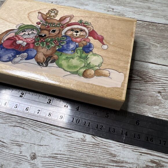 Lot of 2 Stamps Happen "Clover Hill"  (1990's) Wood Rubber Stamp VTG Bears/Bunny - Picture 9 of 10